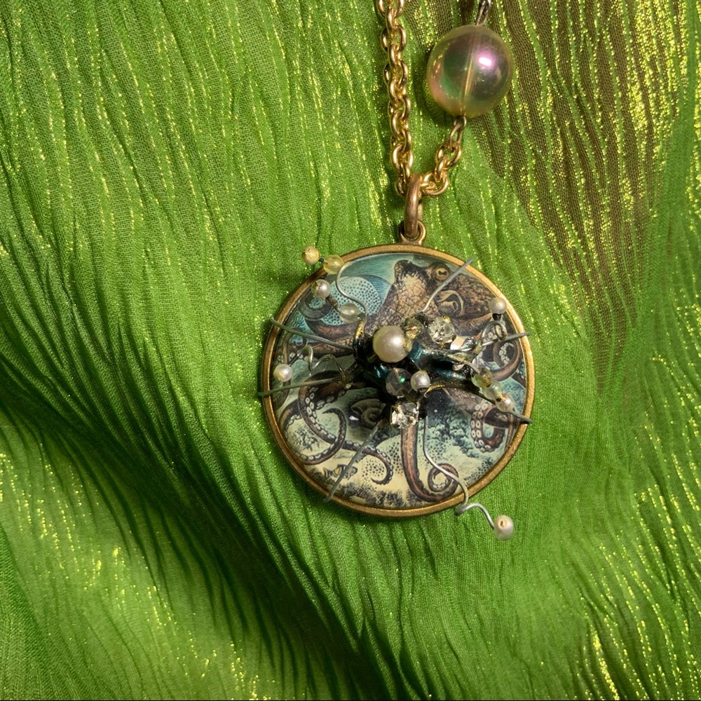 Octopus Steampunk Artist Made OOAK Sea Necklace